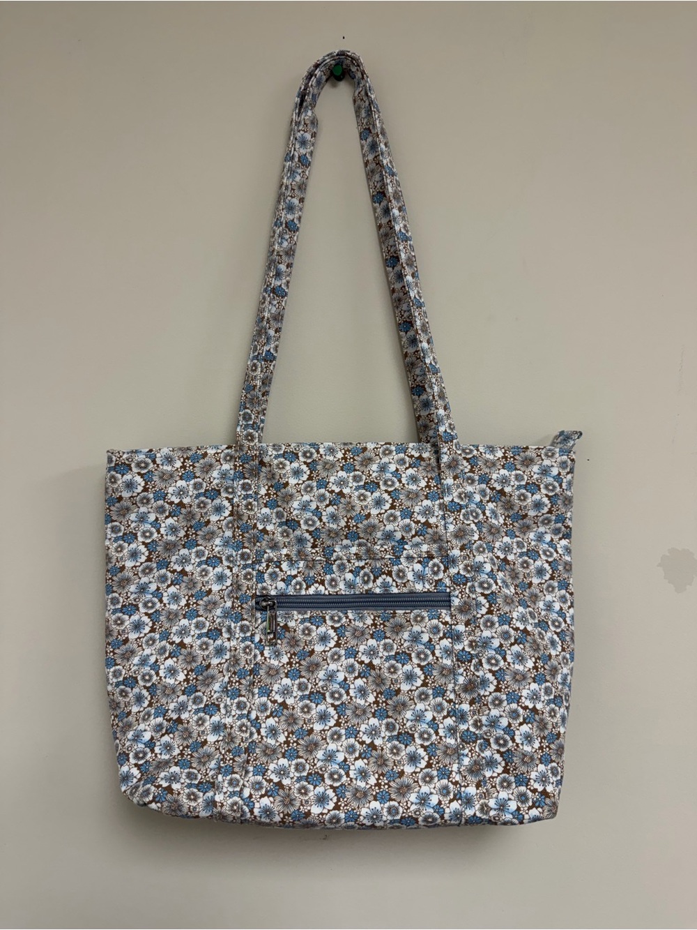 Floral shoulder bag in Blue and Brown